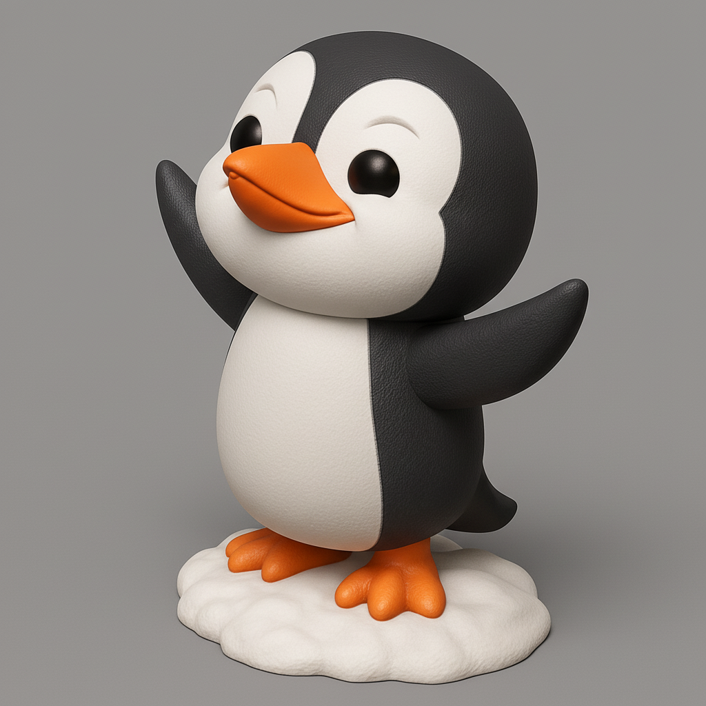 face anatomy 3d model-create 3d face model from photo_Charming Waving Penguin: Easy-Print Desk Decor!