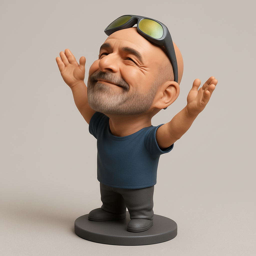 face anatomy 3d model-create 3d face model from photo_Joyful Figurine with Sunglasses