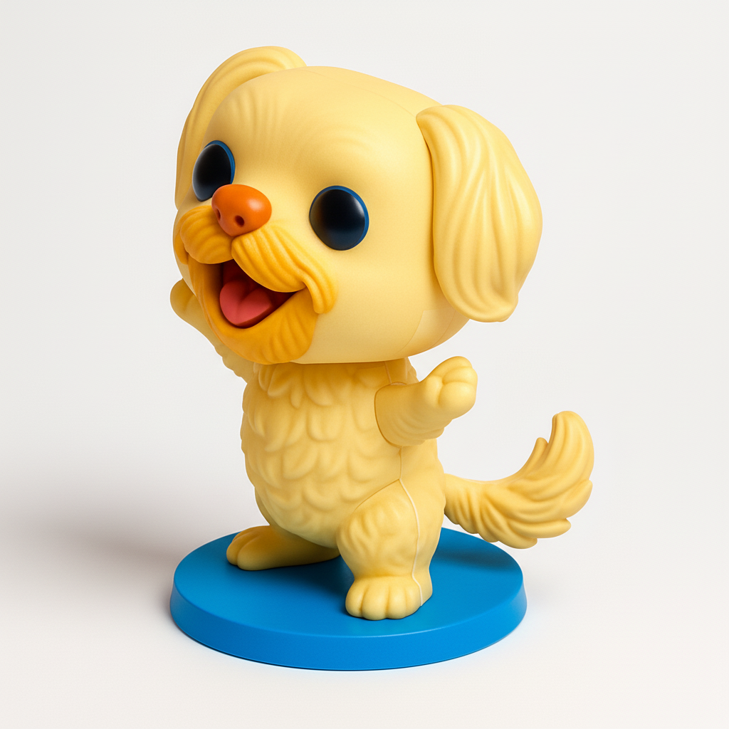 face to 3d model ai-3D portrait printing from photo_Sunny Sidekick: Joyful Waving Puppy Figurine Print