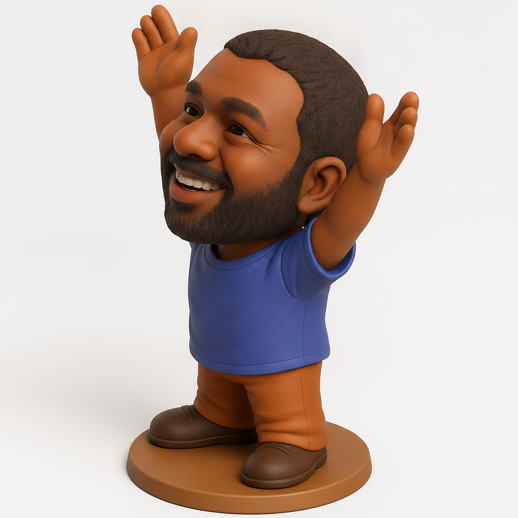 face to 3d model ai-3D portrait printing from photo_Joyful Man Figurine: Celebrate Success & Positivity