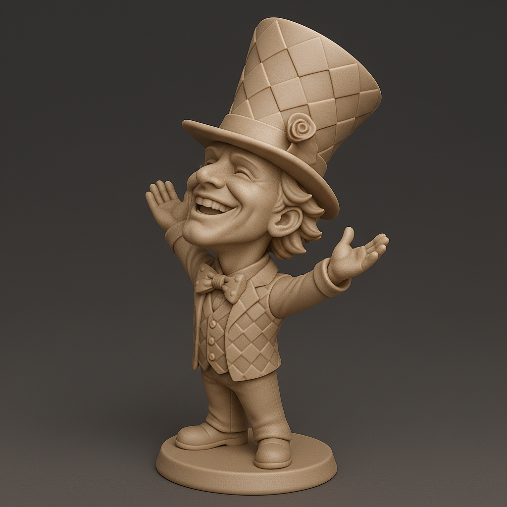 silhouette 3d printer maker-3d portrait printing_Whimsical Top Hat Character Figurine