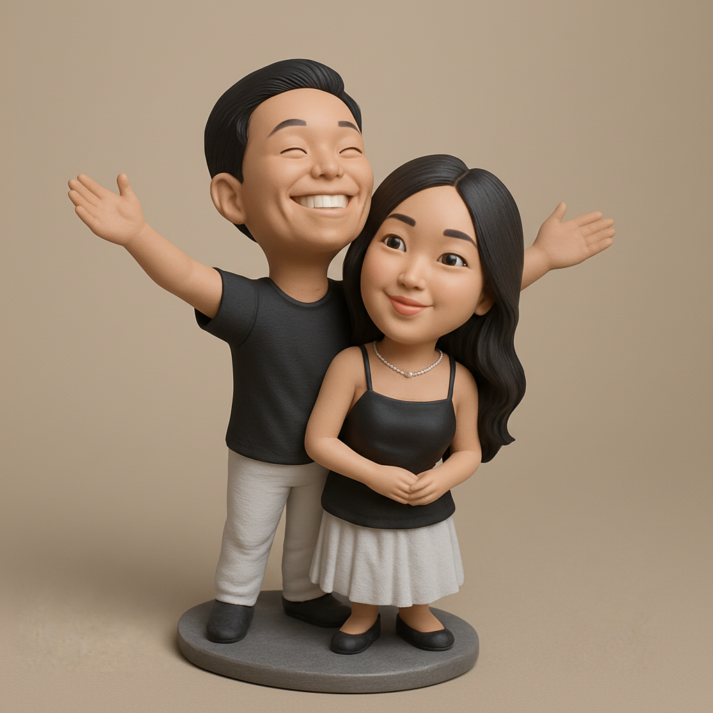 face anatomy 3d model-create 3d face model from photo_Joyful Couple Figurine - Celebrate Love in 3D!