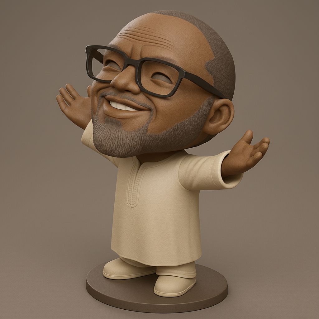 face to 3d model ai-3D portrait printing from photo_Embrace Joy: Welcoming Bearded Man Figurine