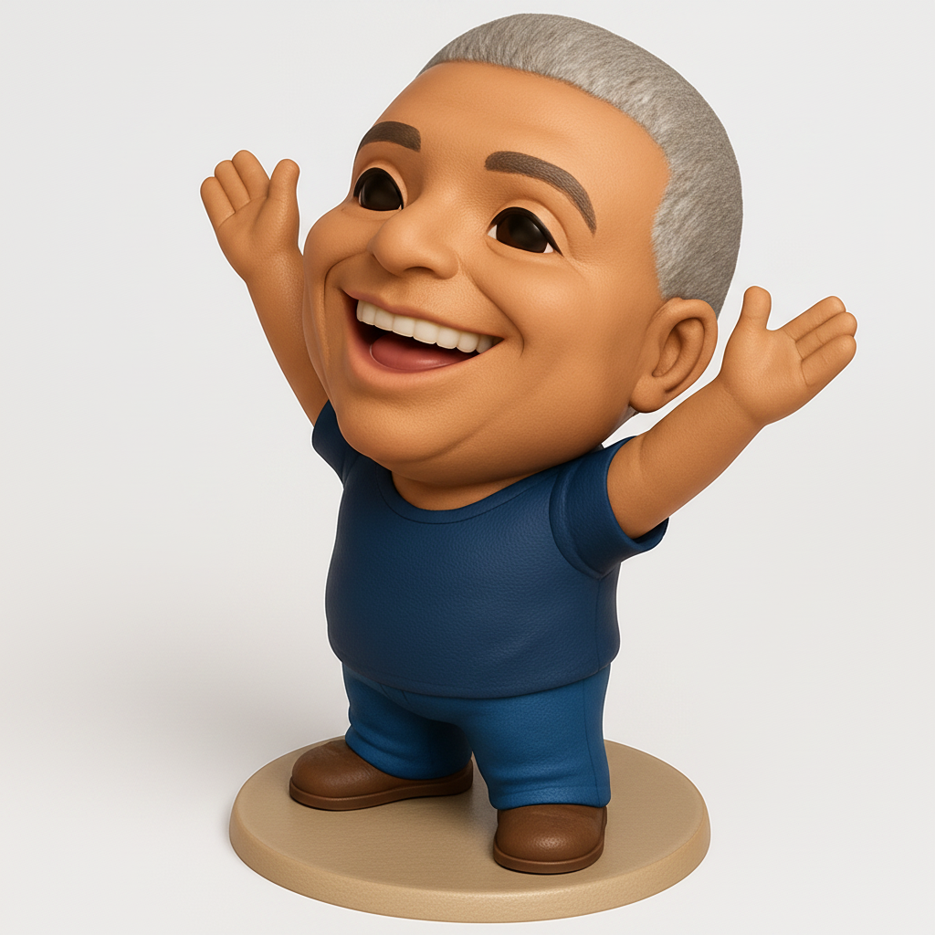 face anatomy 3d model-create 3d face model from photo_Smiling Chibi Man Figurine with Open Arms