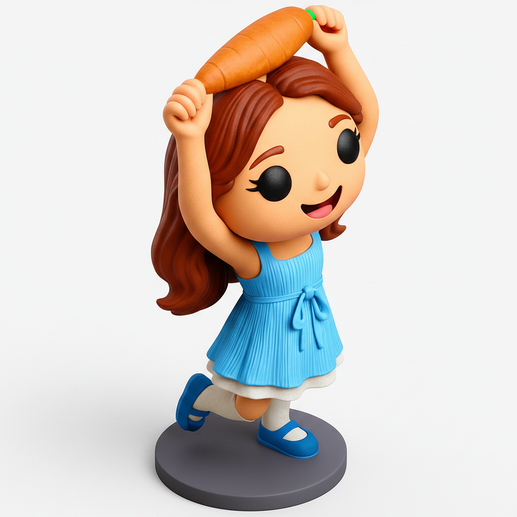 face anatomy 3d model-create 3d face model from photo_Whimsical Carrot Girl Figurine - Playful Decor Print