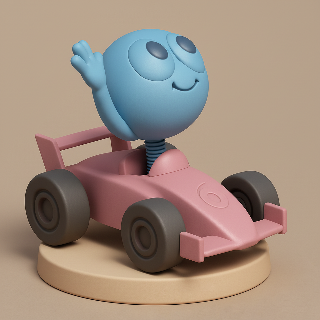 silhouette 3d printer maker-3d portrait printing_Whimsical Racer: Fun Figurine for All Ages