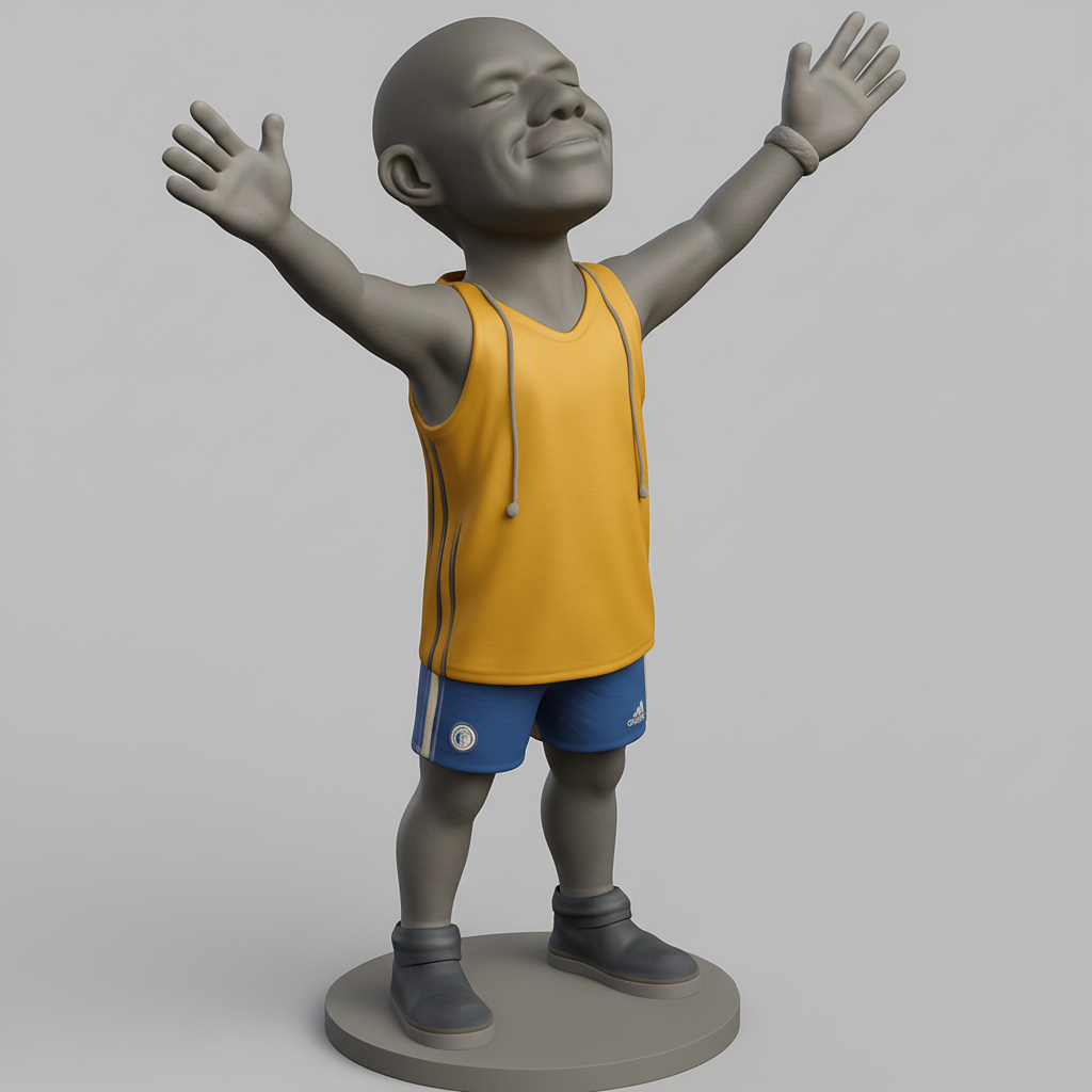 face to 3d model ai-3D portrait printing from photo_Joyful Kid Statue: Celebrate Happiness & Hope