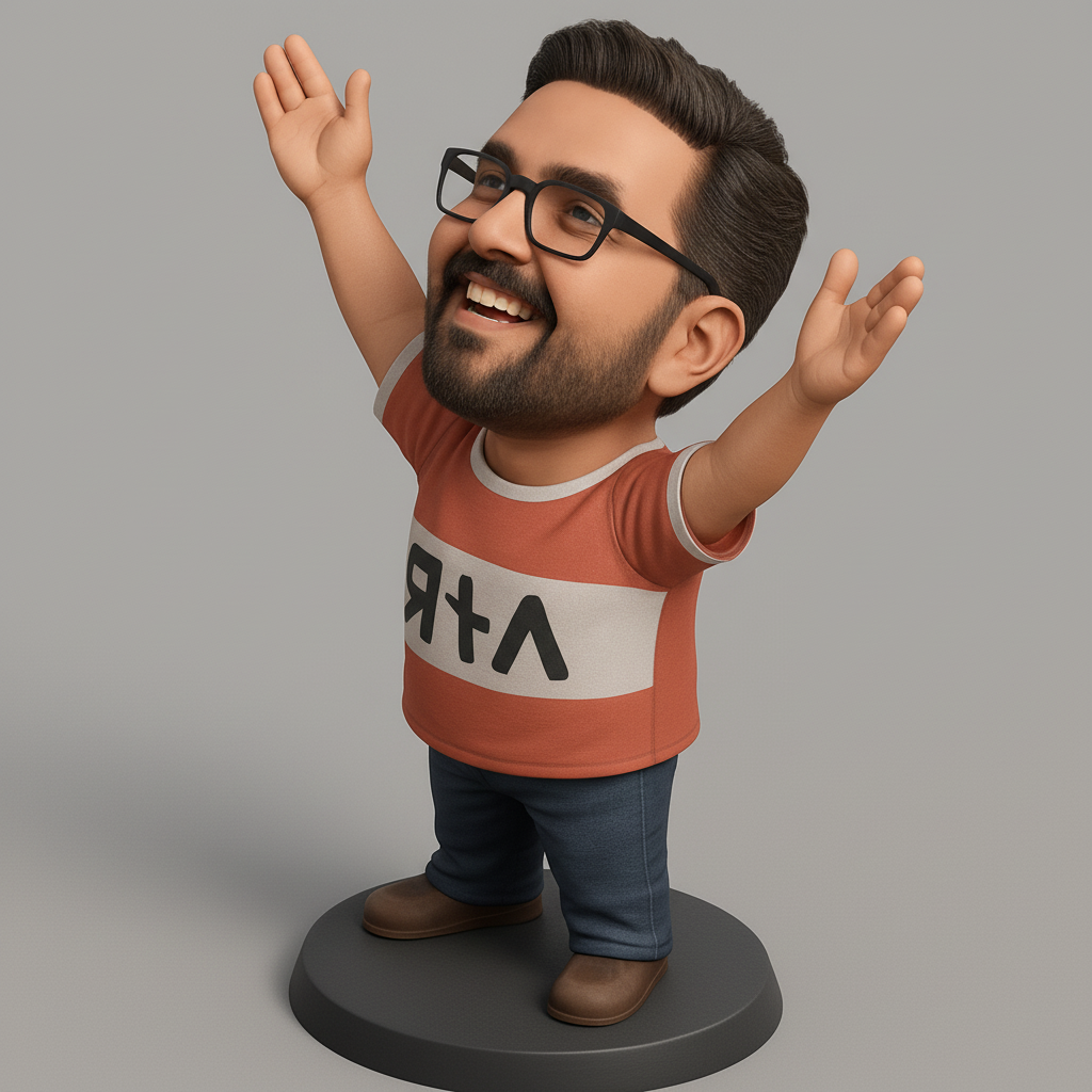 silhouette 3d printer maker-3d portrait printing_Happy Man Bobblehead Figurine - Perfect Desk Companion