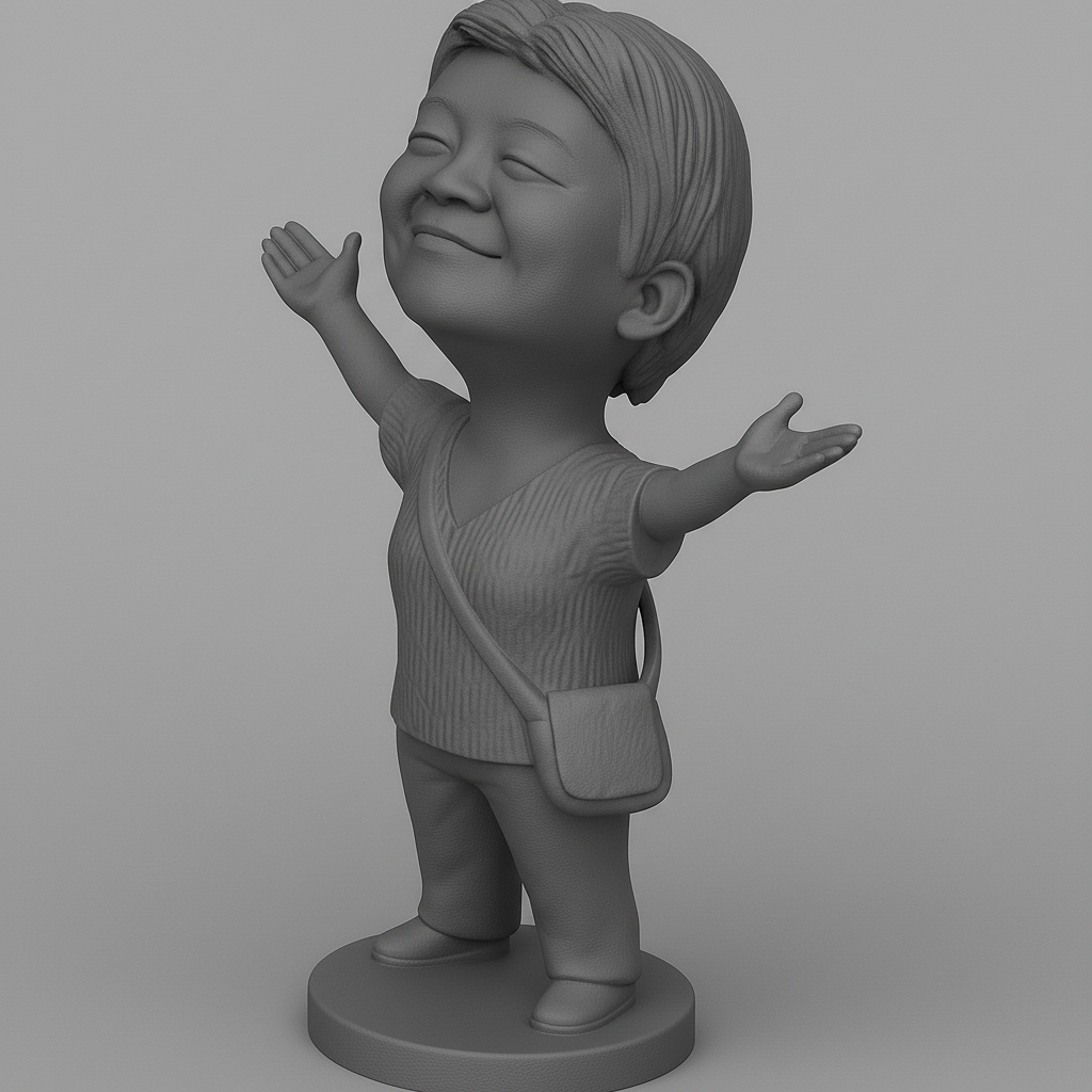 silhouette 3d printer maker-3d portrait printing_Joyful Figurine with Outstretched Arms