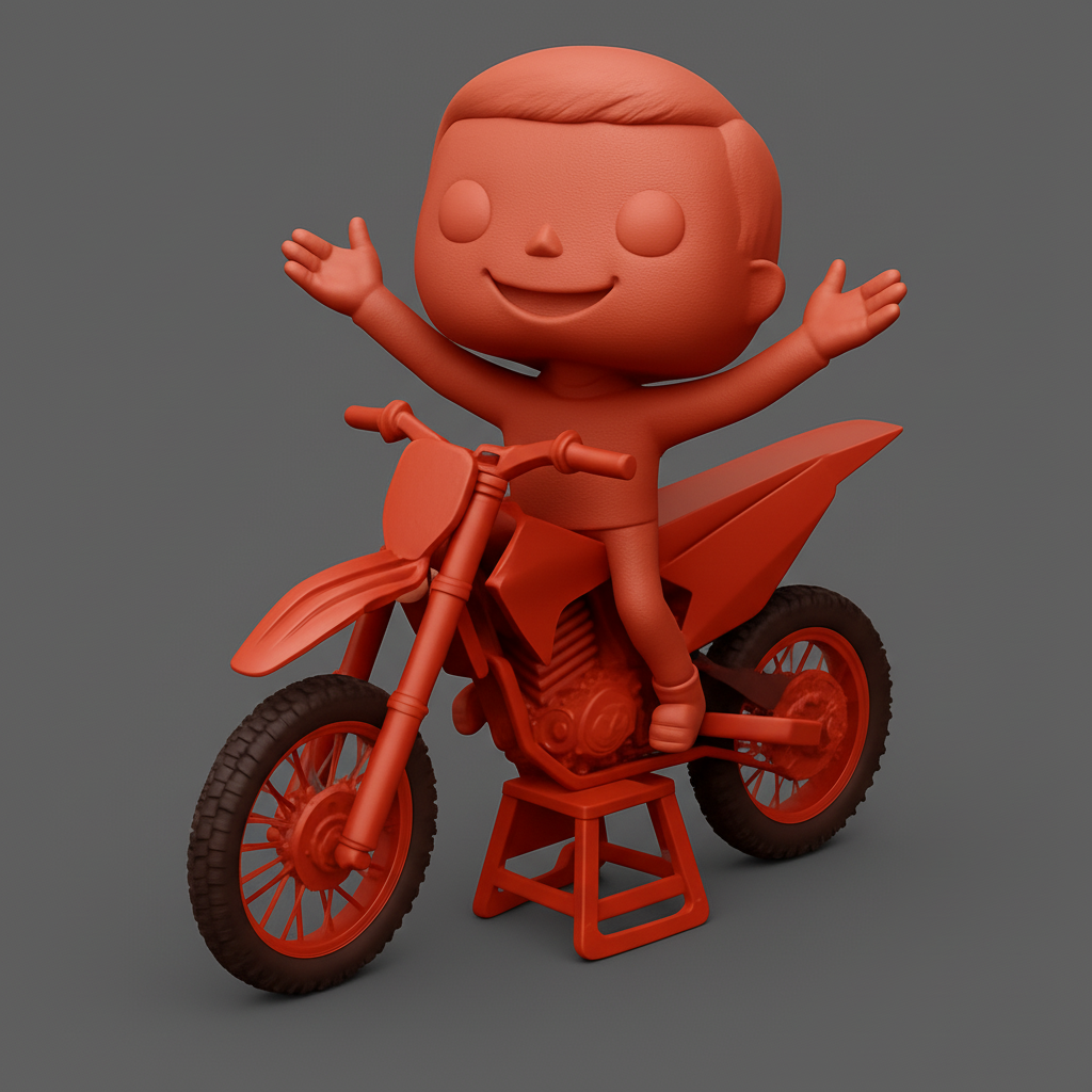 face to 3d model ai-3D portrait printing from photo_Motocross Fun: Happy Rider Desk Buddy