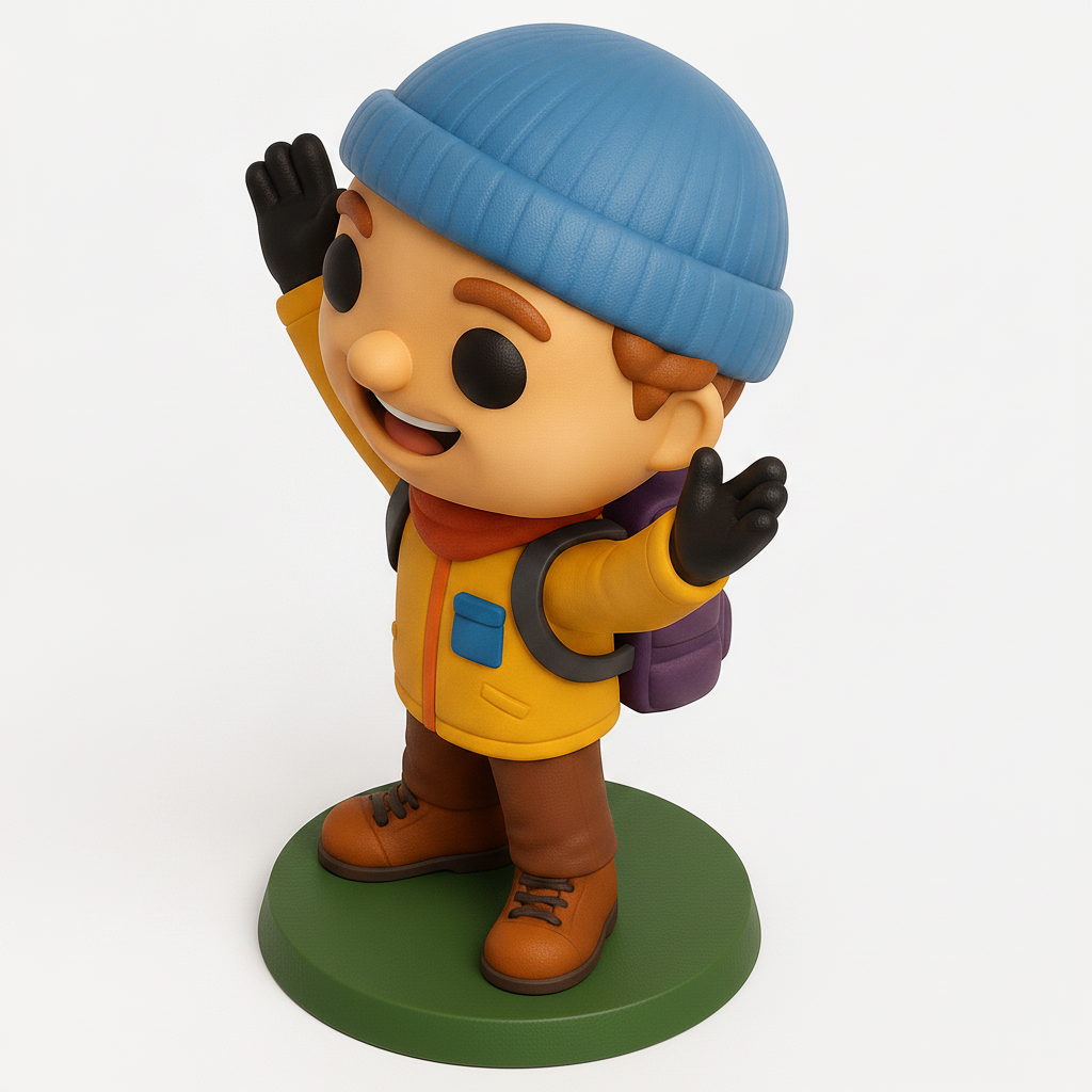 face to 3d model ai-3D portrait printing from photo_Joyful Hiker Figurine - Ready for Your 3D Printer!