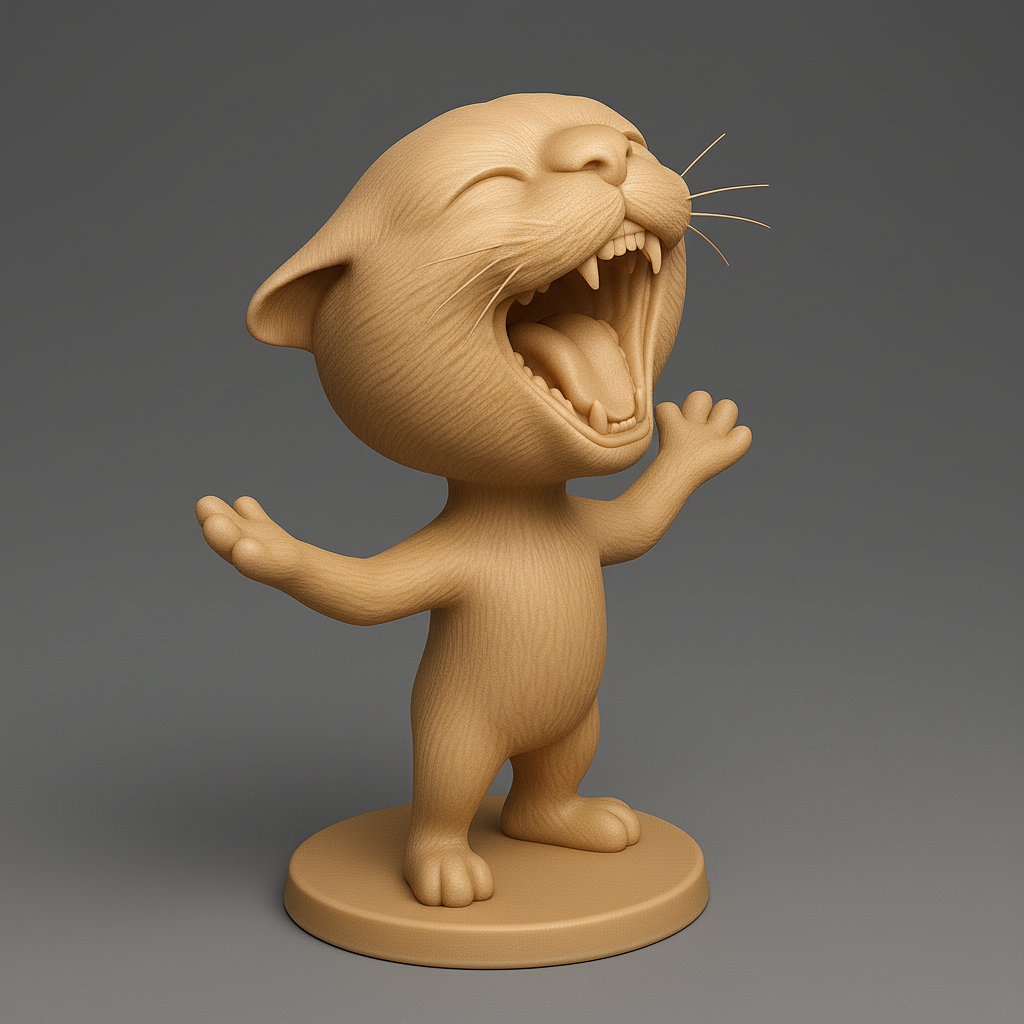 silhouette 3d printer maker-3d portrait printing_Playful Cat Figurine for Your Collection