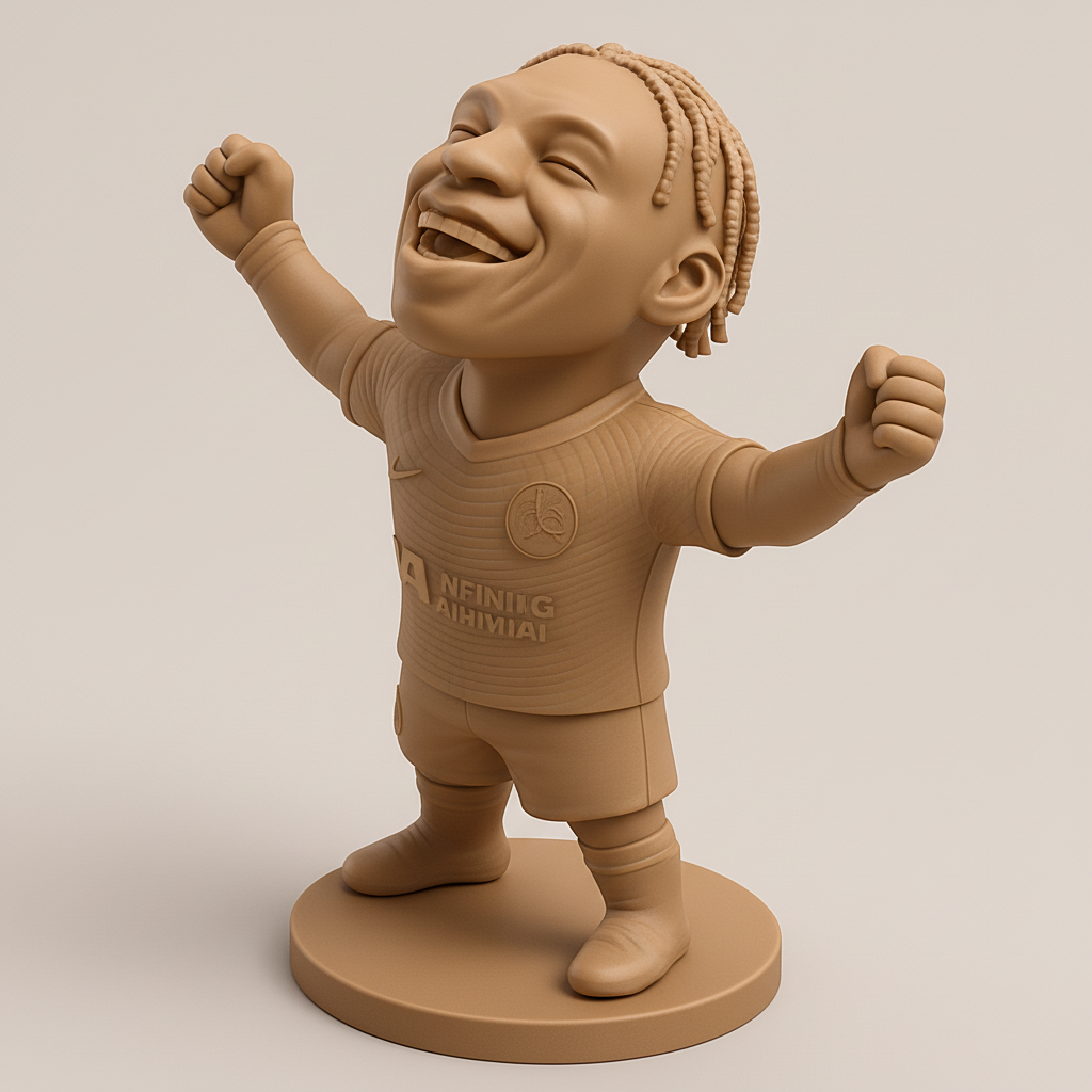 silhouette 3d printer maker-3d portrait printing_Epic Goal Celebration Chibi Soccer Player Statue