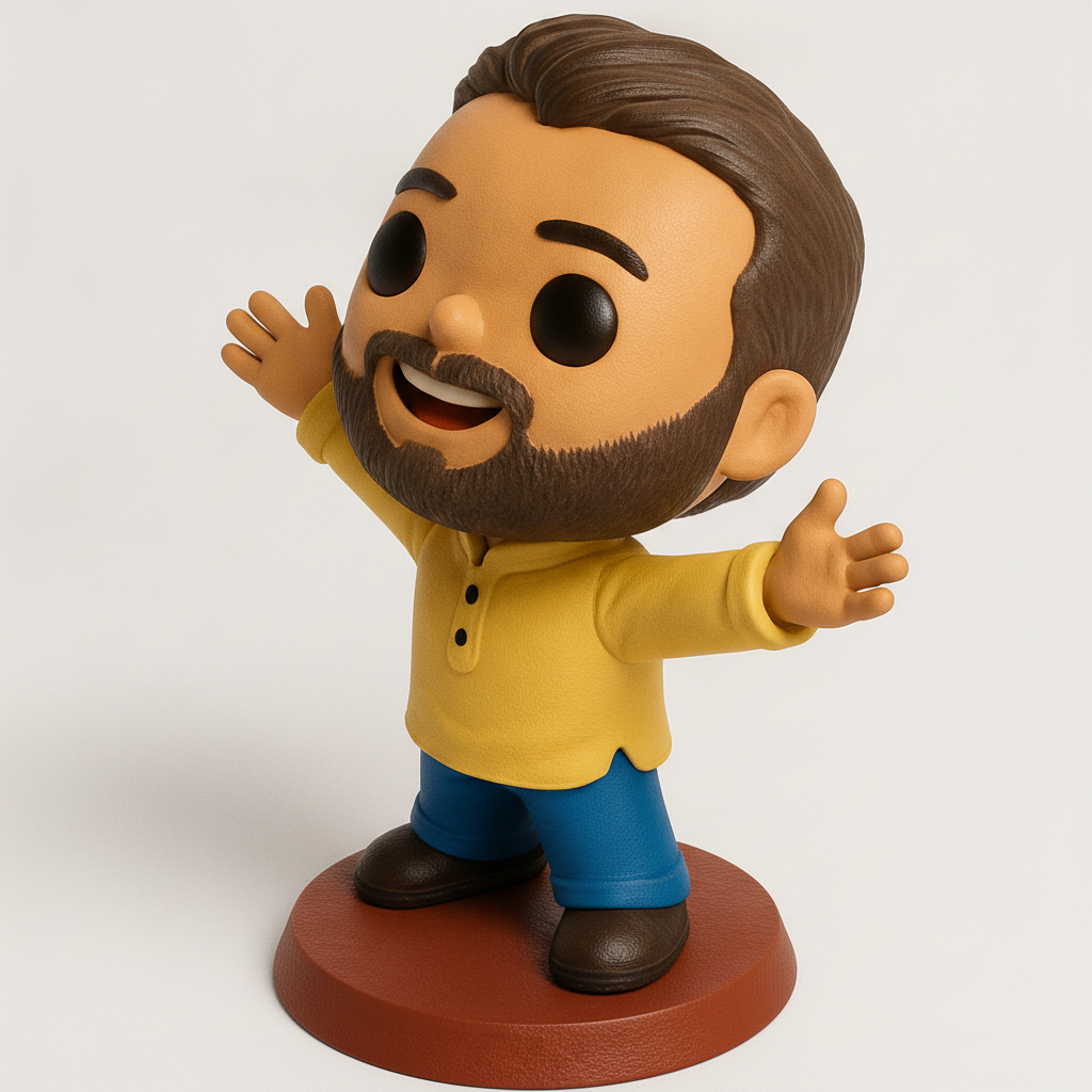 face anatomy 3d model-create 3d face model from photo_Friendly Bearded Man Figurine - Spread Joy & Welcome!