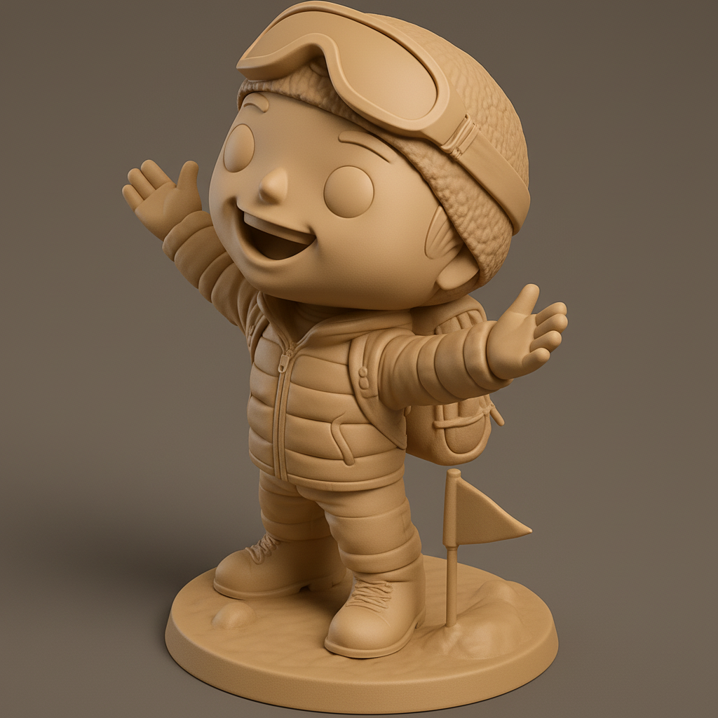face to 3d model ai-3D portrait printing from photo_Chibi Summit Explorer: Happy Adventurer Figurine