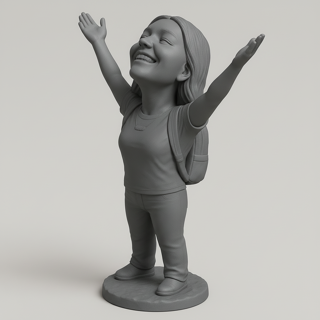 silhouette 3d printer maker-3d portrait printing_Joyful Adventure Figure with Backpack