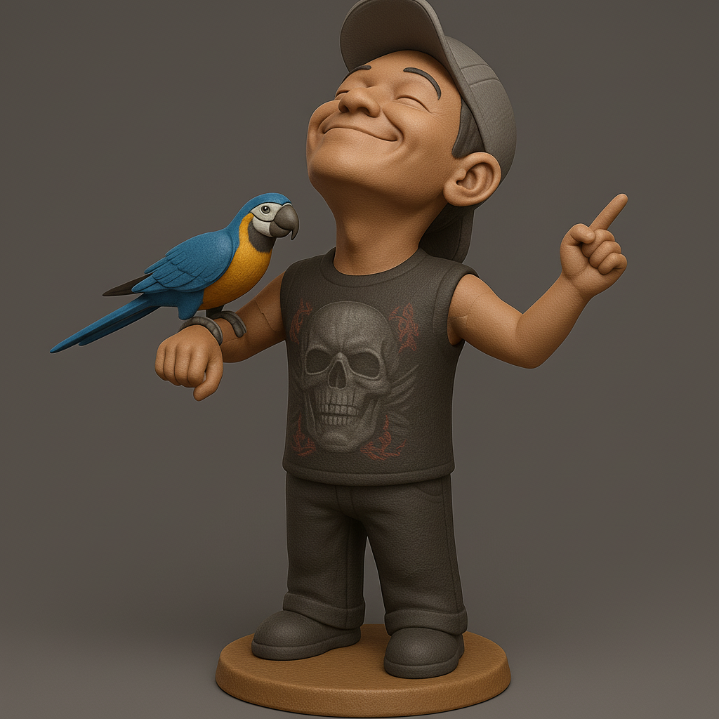 face anatomy 3d model-create 3d face model from photo_Adventurous Kid with Parrot Figurine