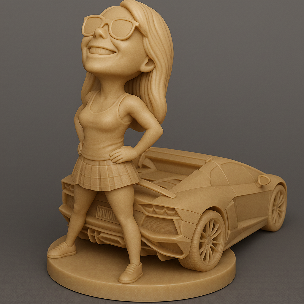 face anatomy 3d model-create 3d face model from photo_Champion Girl on Sports Car