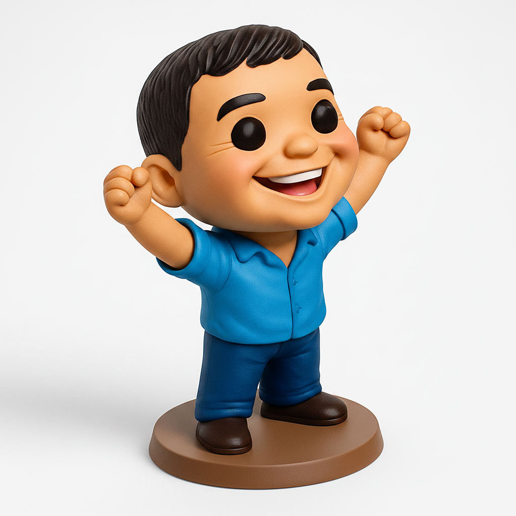face anatomy 3d model-create 3d face model from photo_Jubilant Guy Figurine: Celebrate Success & Joy!