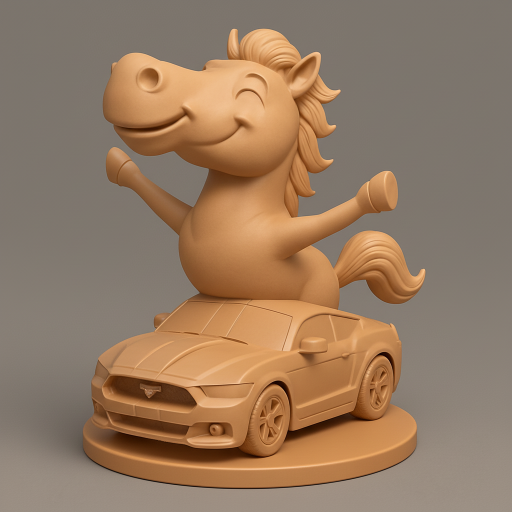 face anatomy 3d model-create 3d face model from photo_Joyful Horse on Car Figurine