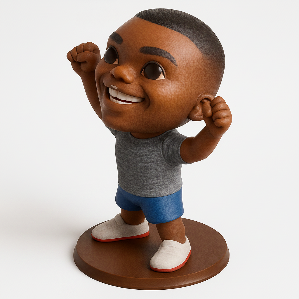 face to 3d model ai-3D portrait printing from photo_Victory Pose Kid Figurine: Spread Joy & Positivity!