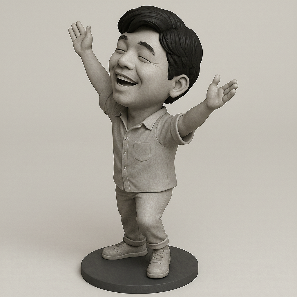 silhouette 3d printer maker-3d portrait printing_Joyful Celebratory Figure for 3D Printing
