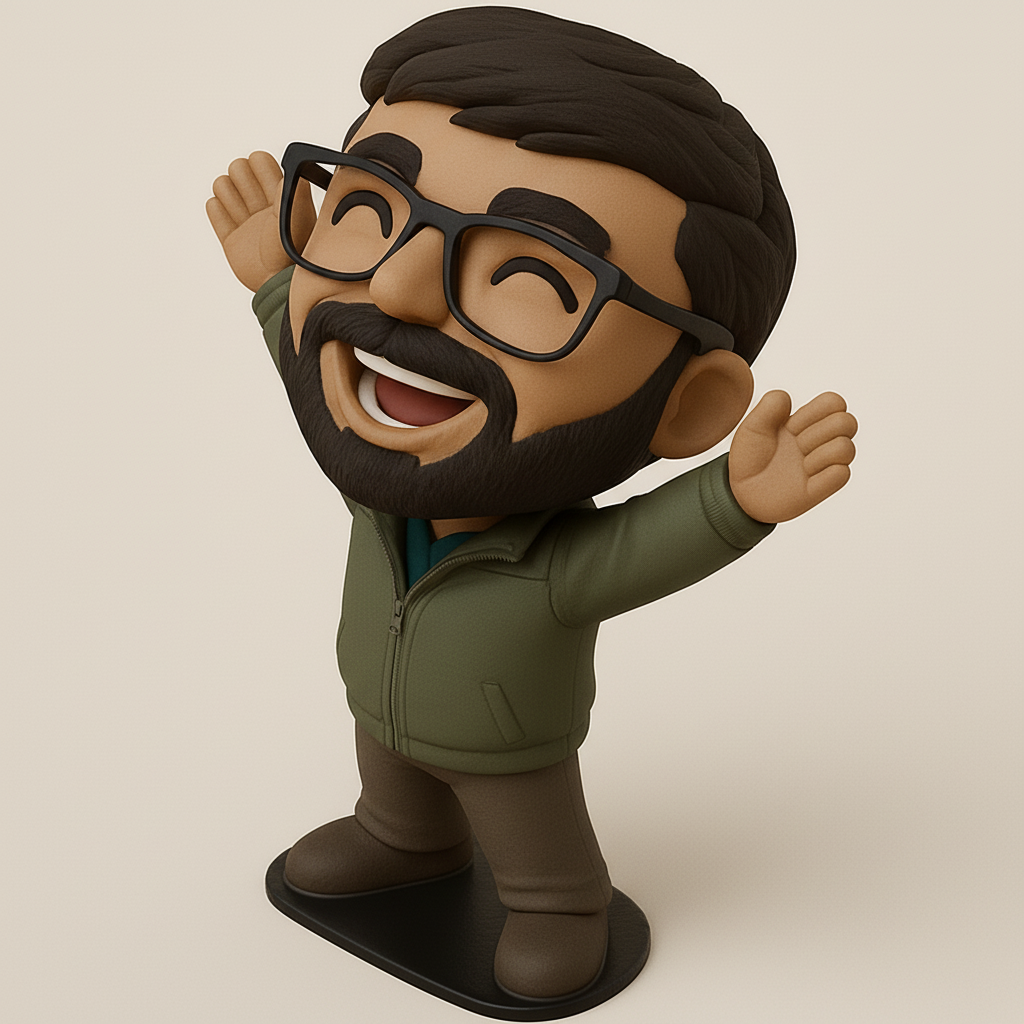 face to 3d model ai-3D portrait printing from photo_Joyful Bearded Man Figurine - Your Happy Desk Companion