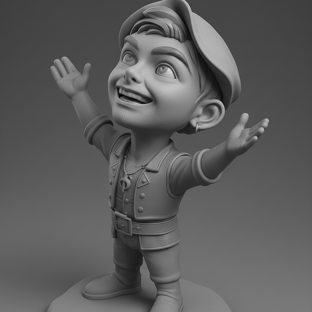 face anatomy 3d model-create 3d face model from photo_Cheerful Cartoon Figurine: Celebrate Joy & Positivity!