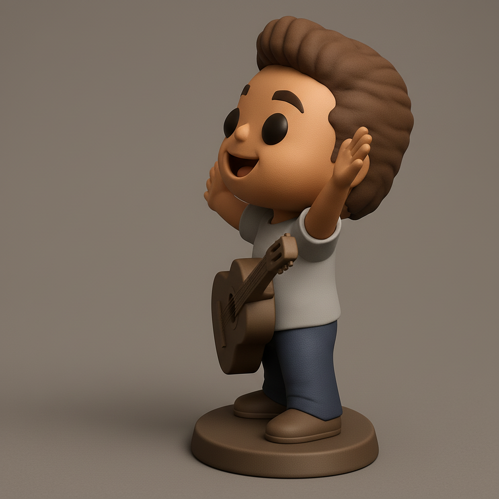 face to 3d model ai-3D portrait printing from photo_Buddy System Pop Figures with Guitar