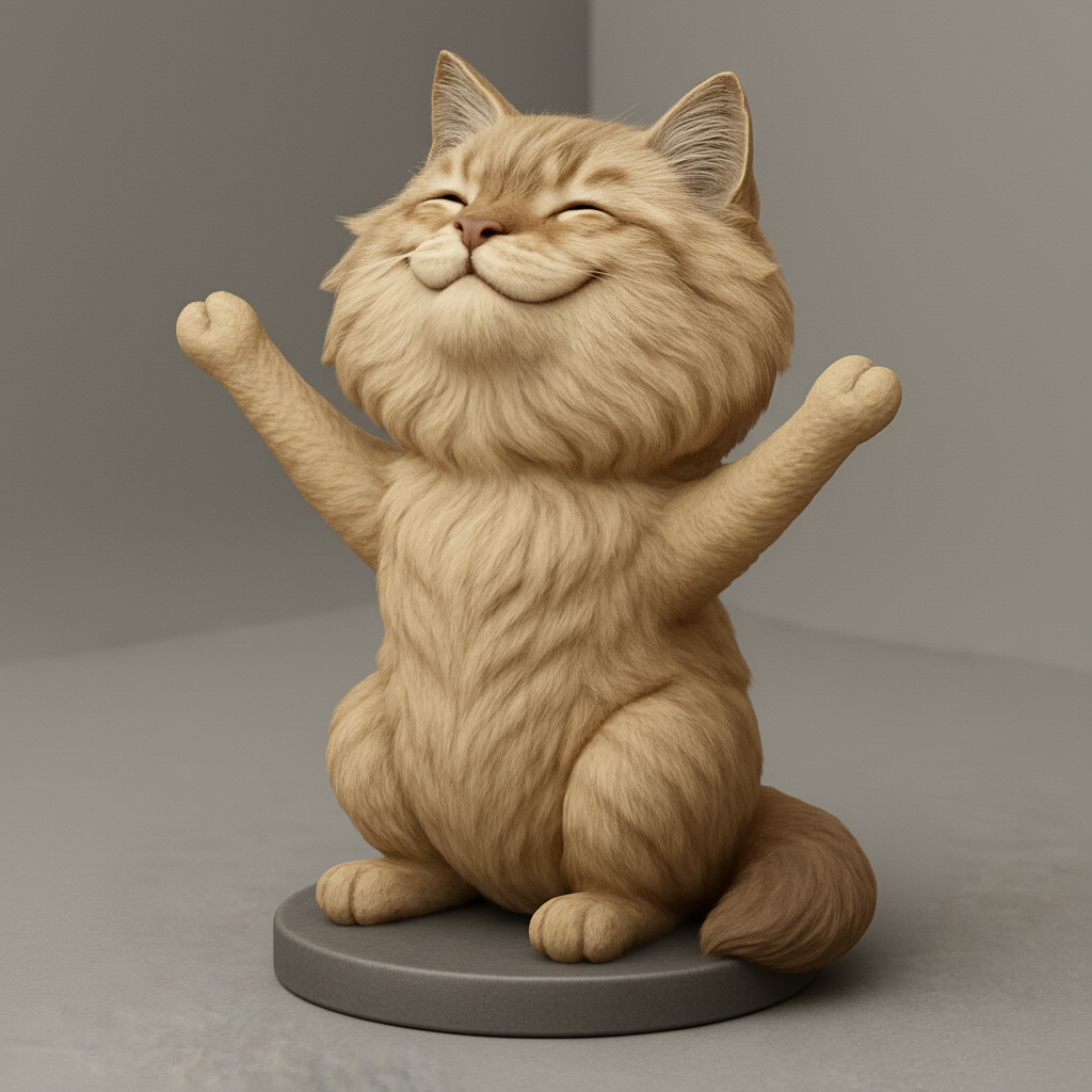 silhouette 3d printer maker-3d portrait printing_Joyful Hugging Cat Figurine – Spread Happiness!