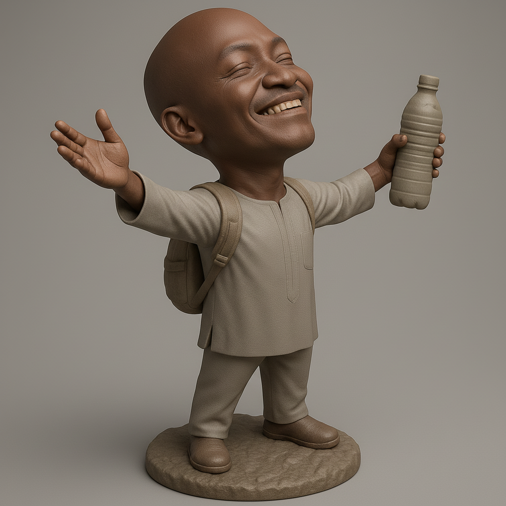 face anatomy 3d model-create 3d face model from photo_Joyful Character with Water Bottle