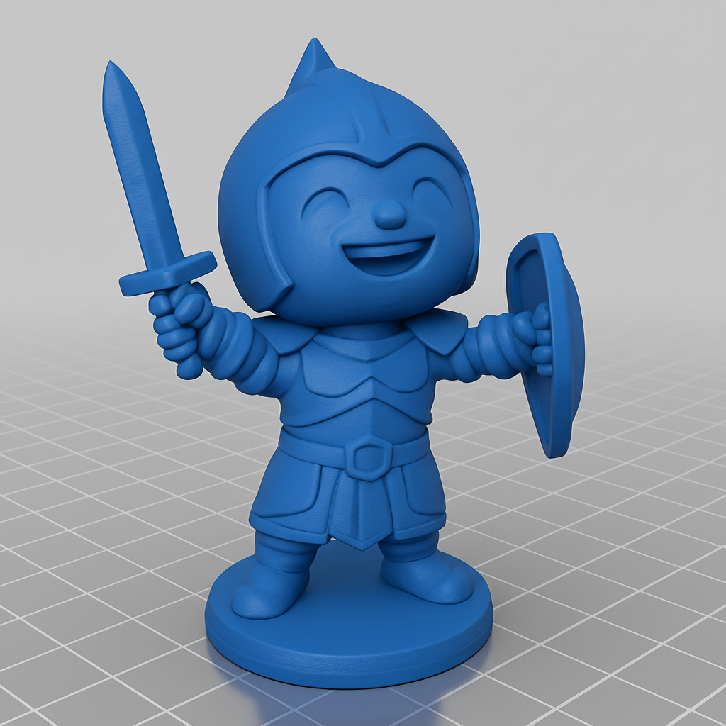face anatomy 3d model-create 3d face model from photo_Joyful Chibi Knight Figure - Ready for Adventure!