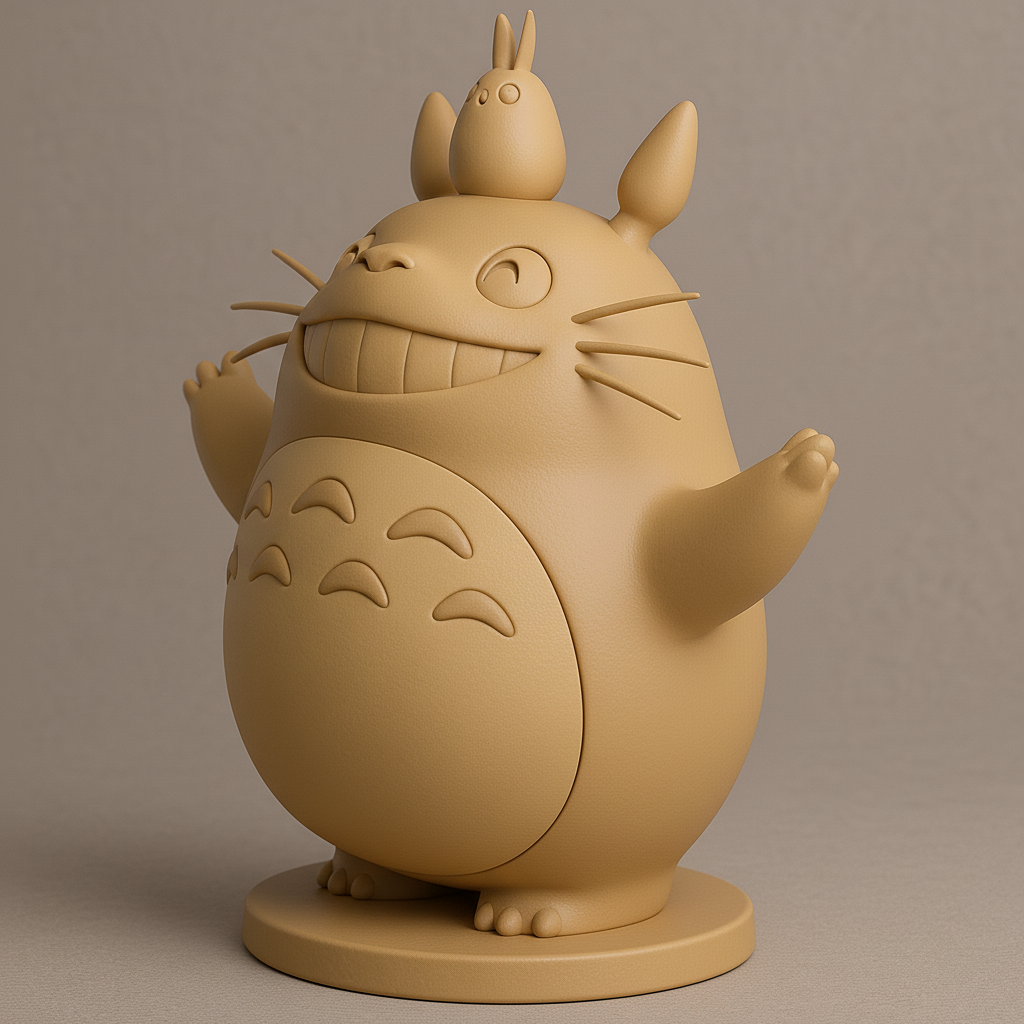 silhouette 3d printer maker-3d portrait printing_Charming Totoro Figure with Mini Companion