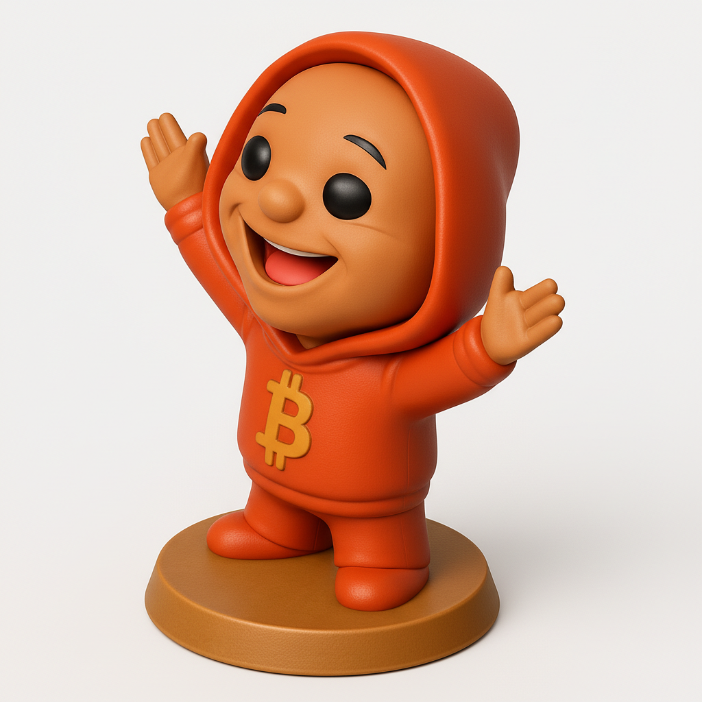 face to 3d model ai-3D portrait printing from photo_Happy Bitcoin Hodler Figurine - Crypto Desk Buddy