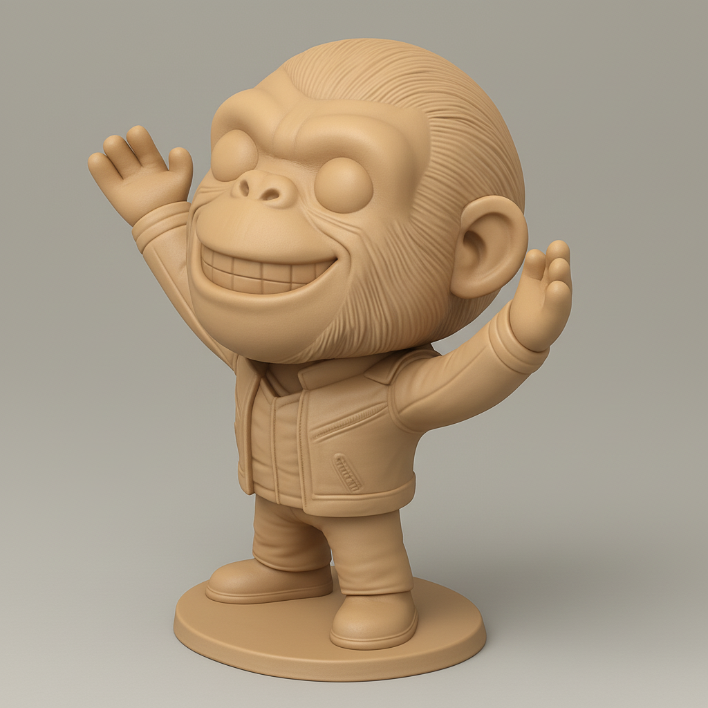 face anatomy 3d model-create 3d face model from photo_Joyful Chimp Desk Companion: Smile-Inducing 3D Print