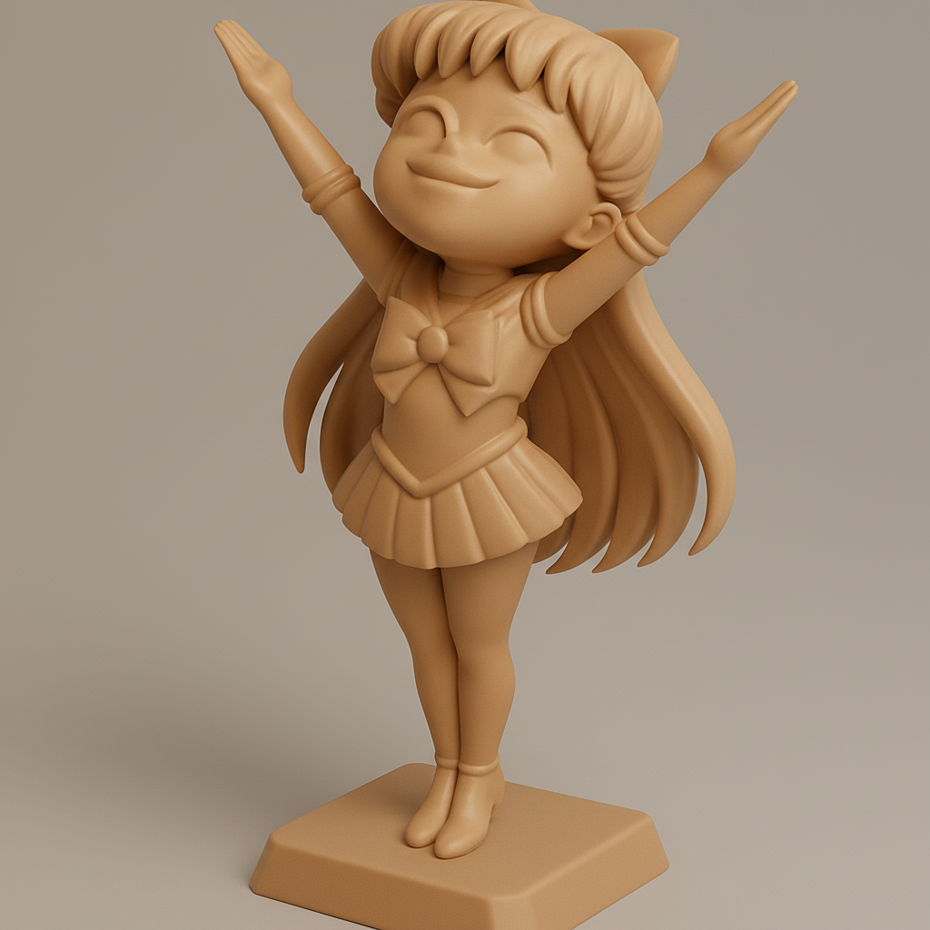 silhouette 3d printer maker-3d portrait printing_Charming Cheerful Anime Figurine