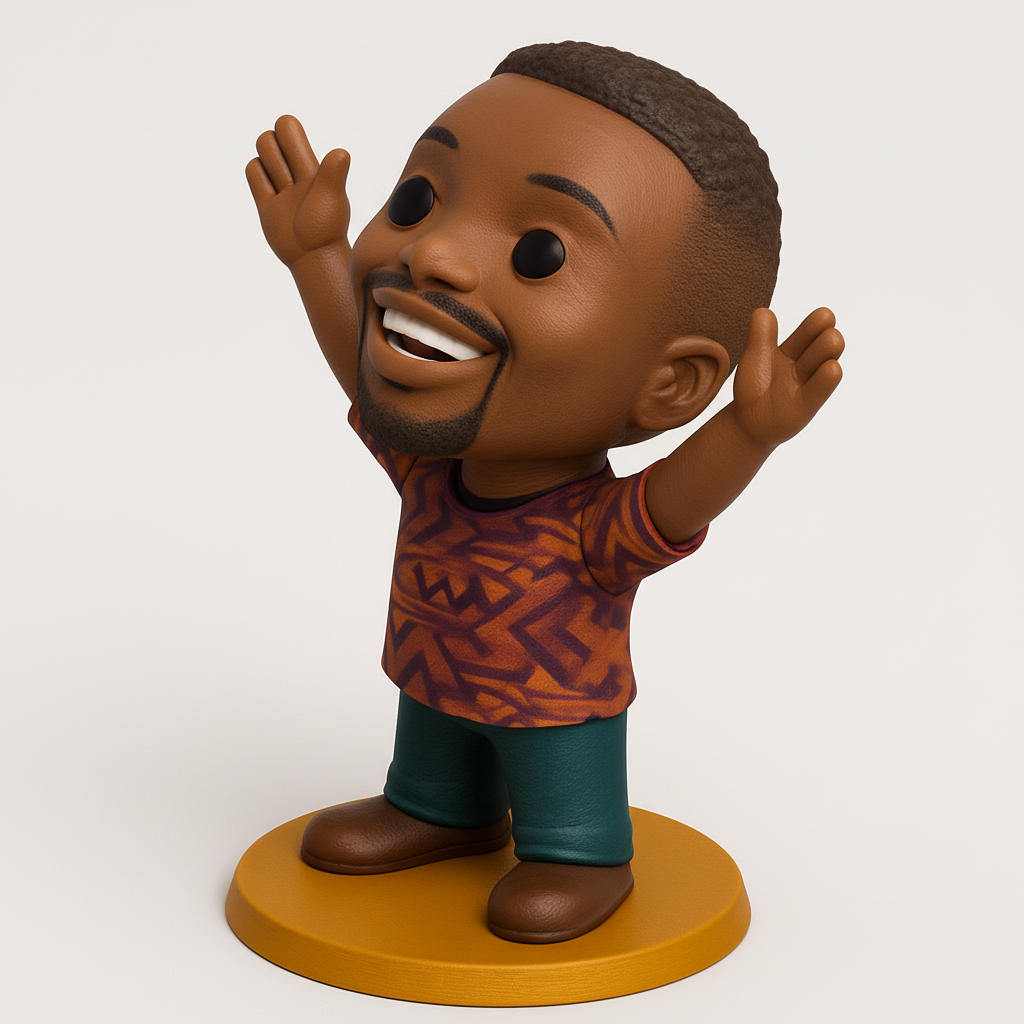 face anatomy 3d model-create 3d face model from photo_Celebrate Joy: Expressive Black Man Figurine