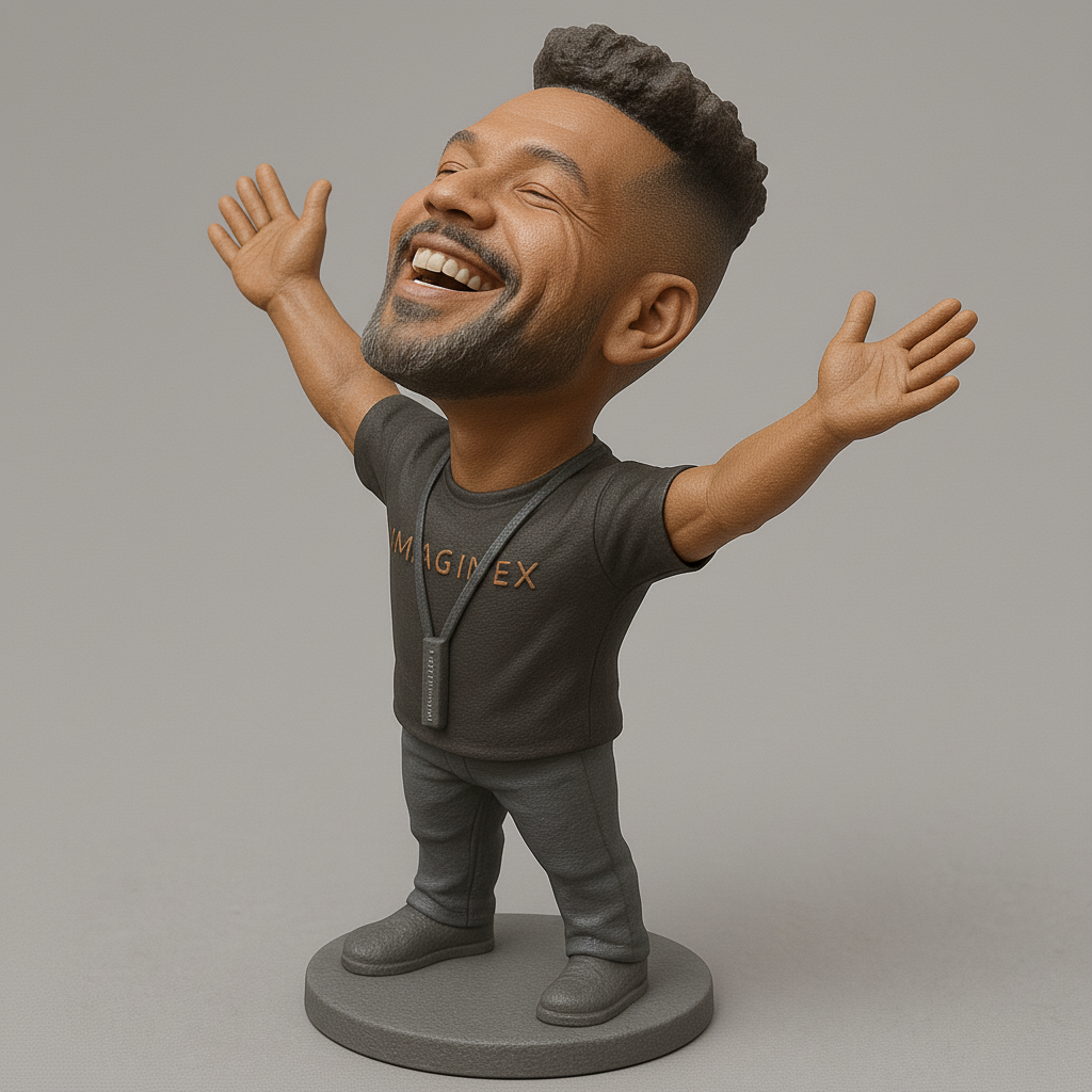 silhouette 3d printer maker-3d portrait printing_Joyful 3D Figurine with Outstretched Arms