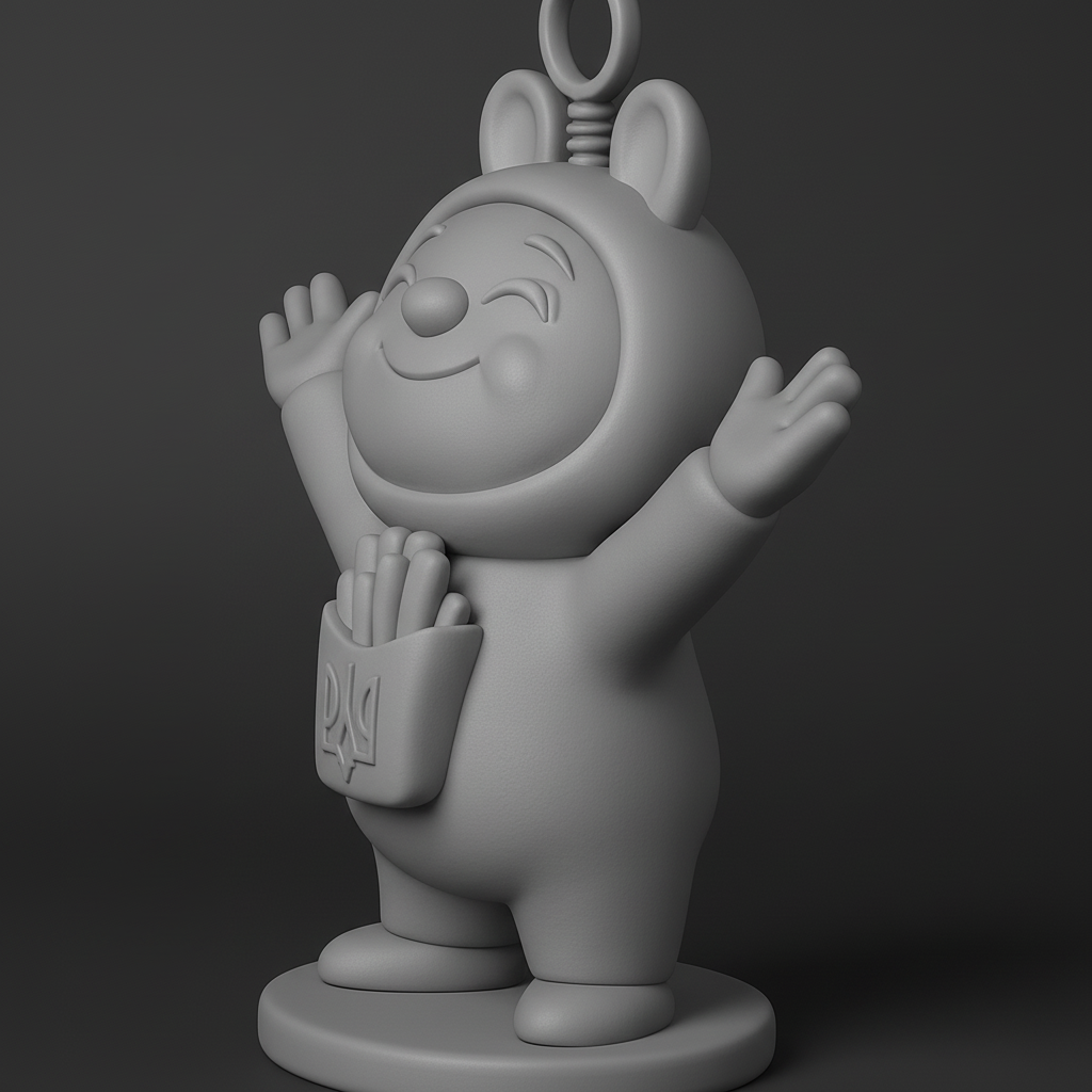 silhouette 3d printer maker-3d portrait printing_Happy Ukrainian Mascot w/ Fries & Trident