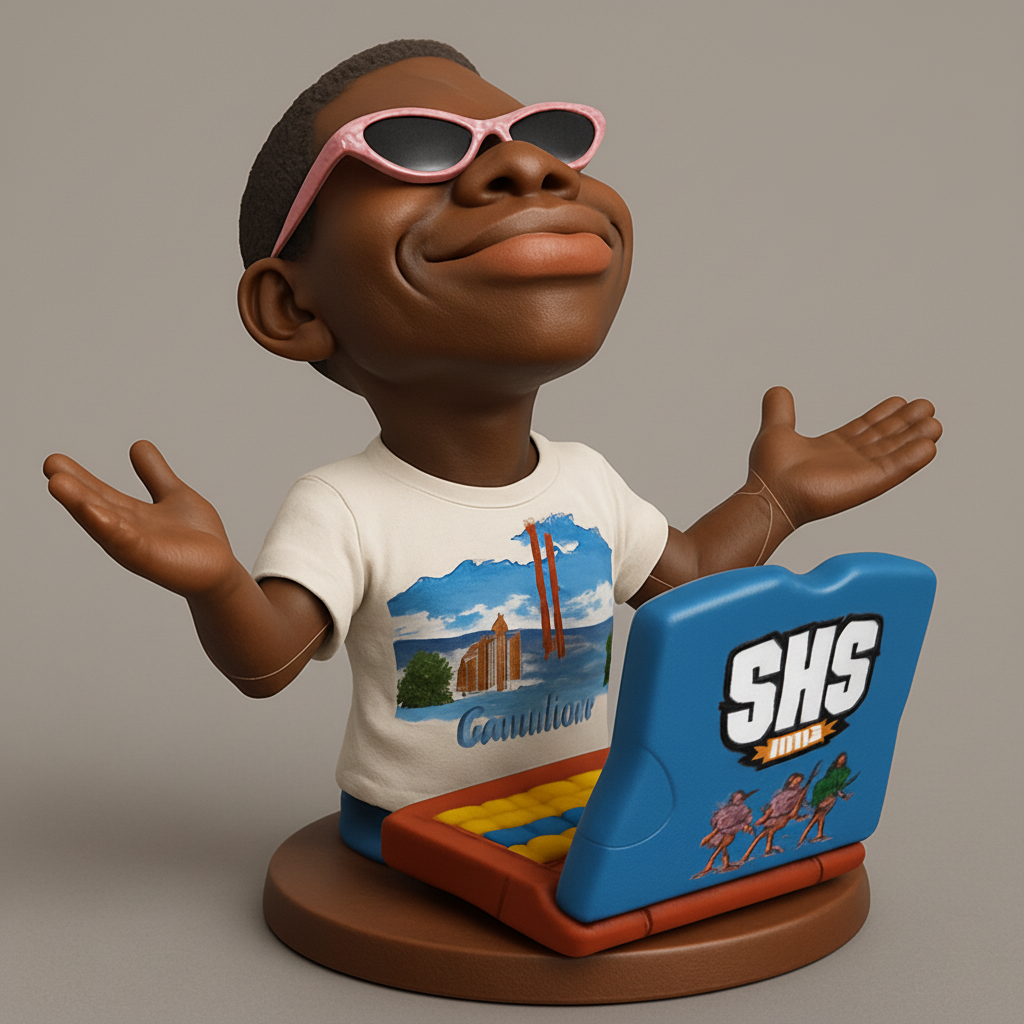 face to 3d model ai-3D portrait printing from photo_Shades & Smiles: Triumphant Techie Bust with Laptop