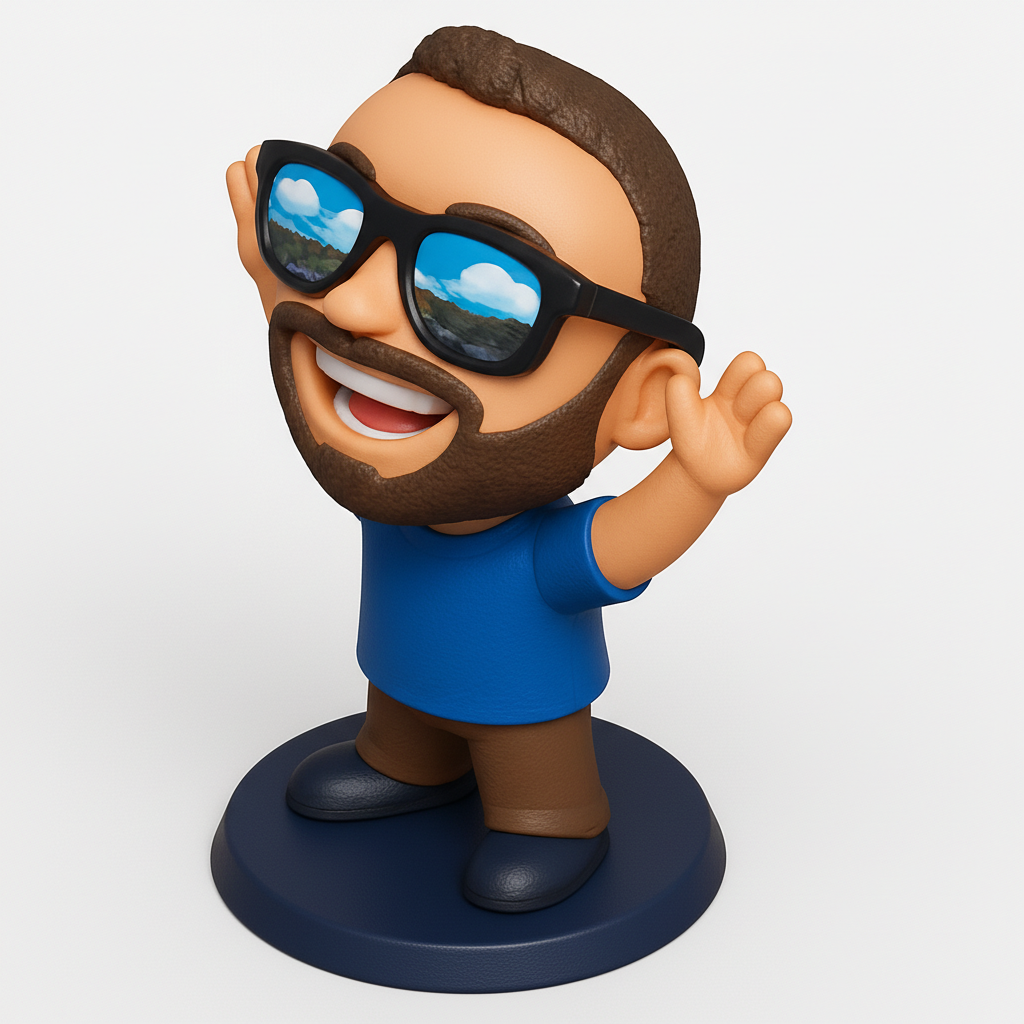 face anatomy 3d model-create 3d face model from photo_Optimistic Bearded Man Bobblehead - Print & Smile