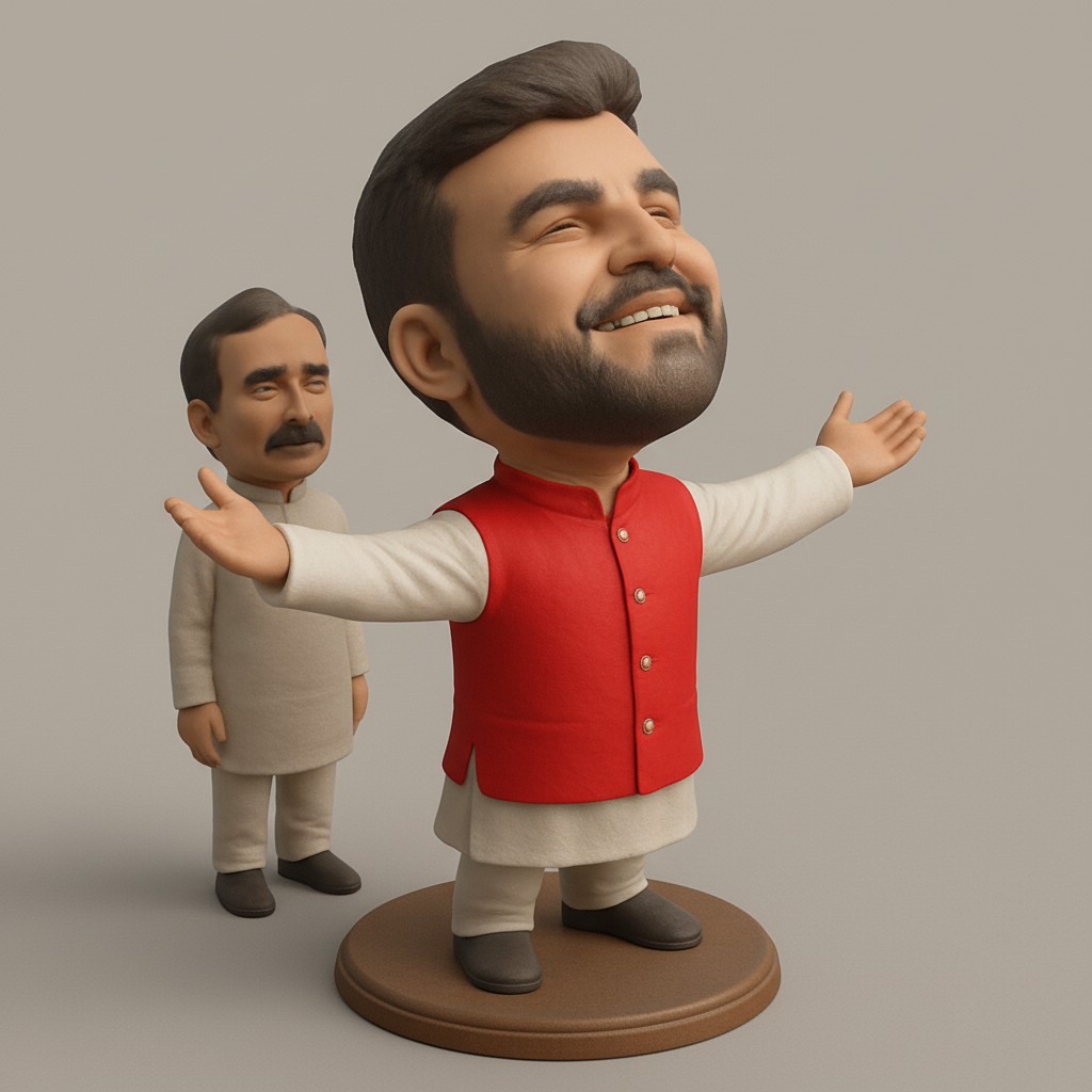face to 3d model ai-3D portrait printing from photo_Joyful Leader & Witty Companion Caricature Duo
