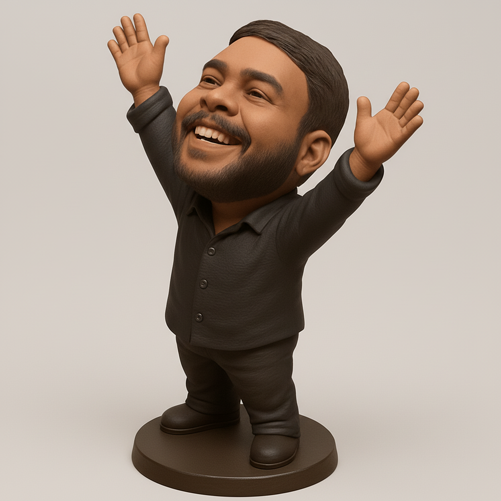 face to 3d model ai-3D portrait printing from photo_Joyful Celebration Bobblehead Figurine