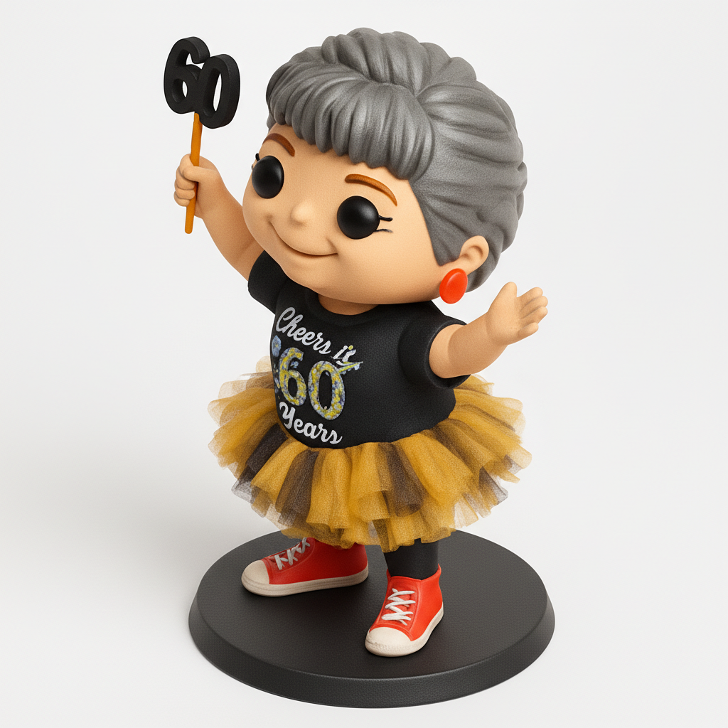 face to 3d model ai-3D portrait printing from photo_Cheers to 60 Years! Vibrant Birthday Queen Figurine