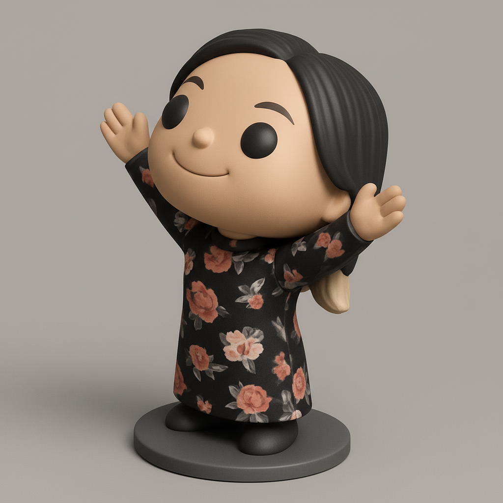 face to 3d model ai-3D portrait printing from photo_Joyful Floral Dress Girl - Charming Collectible Print