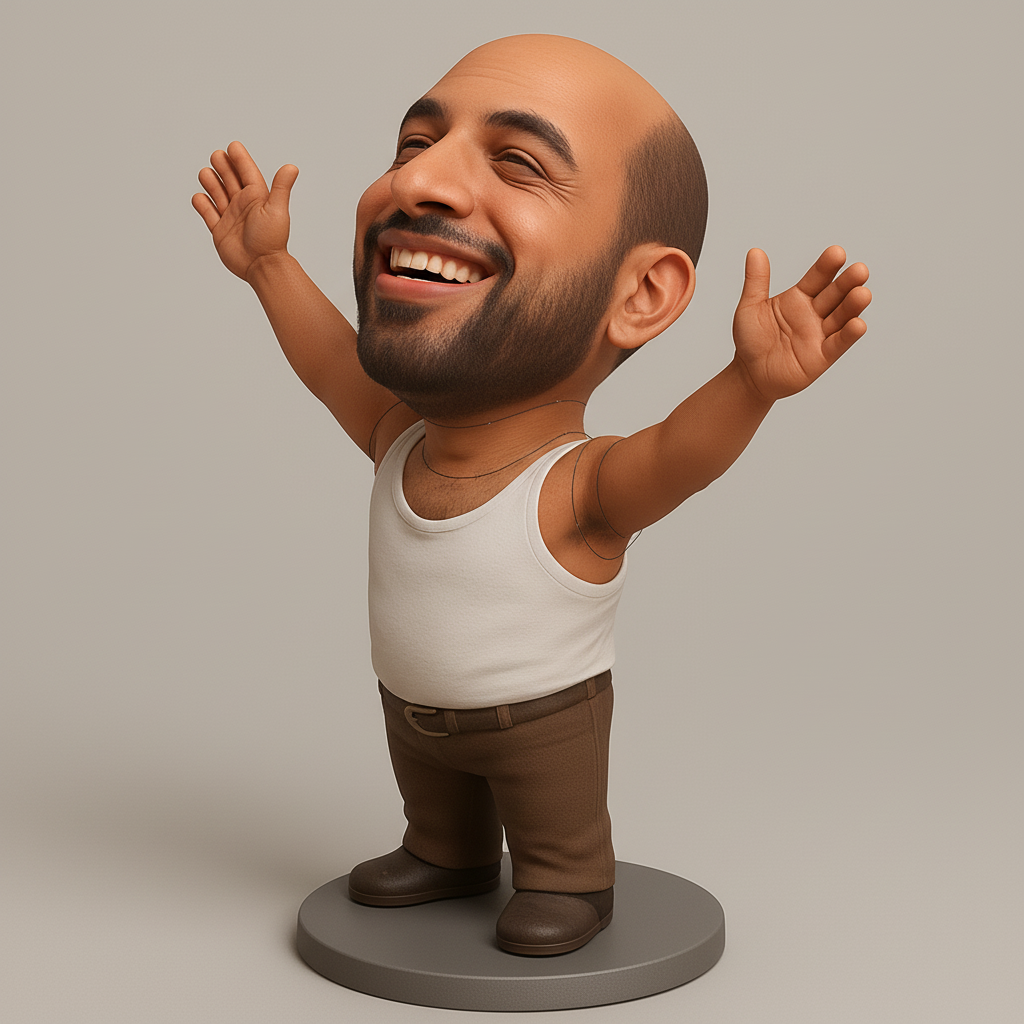 silhouette 3d printer maker-3d portrait printing_Joyful Caricature Man Figure - Radiate Happiness!