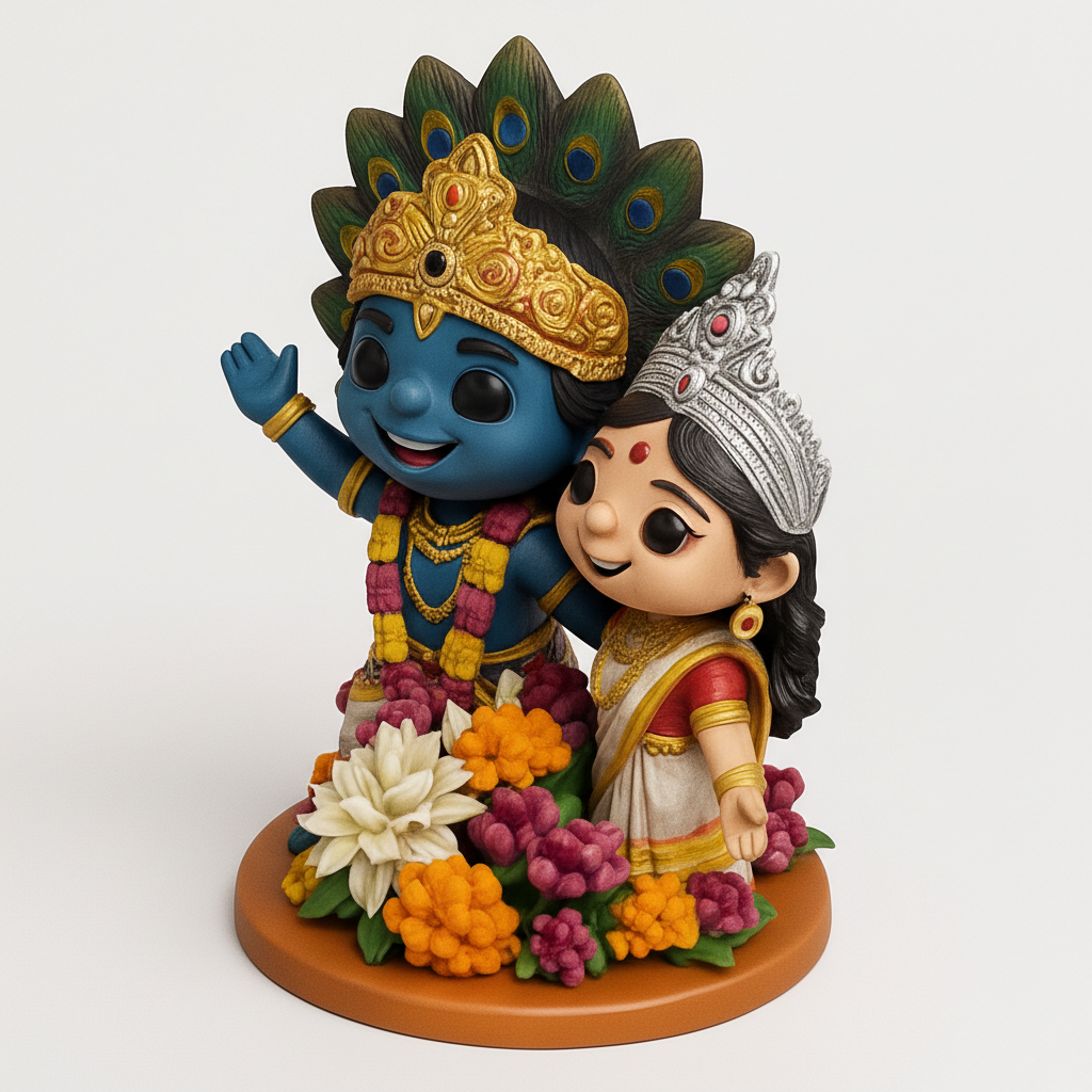 face anatomy 3d model-create 3d face model from photo_Krishna and Radha loves in one frame