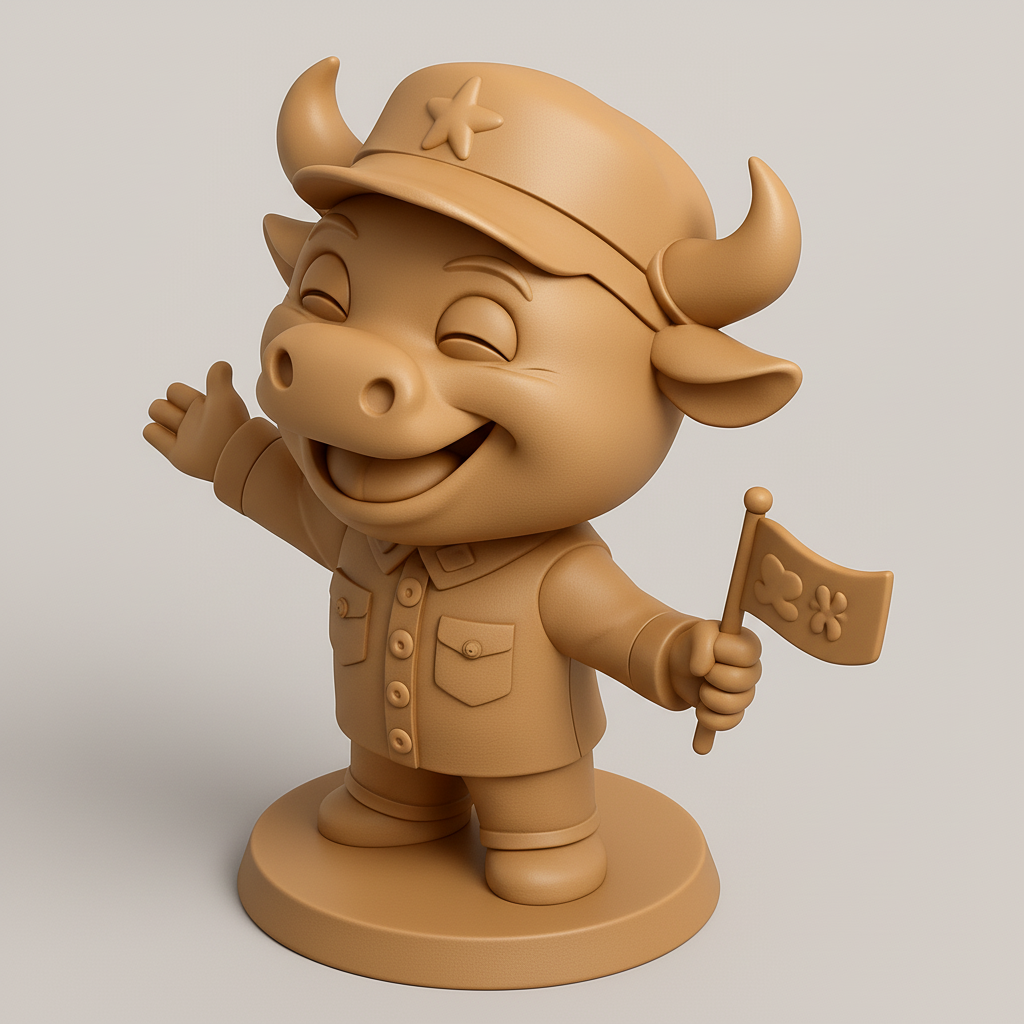 face to 3d model ai-3D portrait printing from photo_Joyful Bull Comrade Mascot: Celebrate with This Happy Ox!