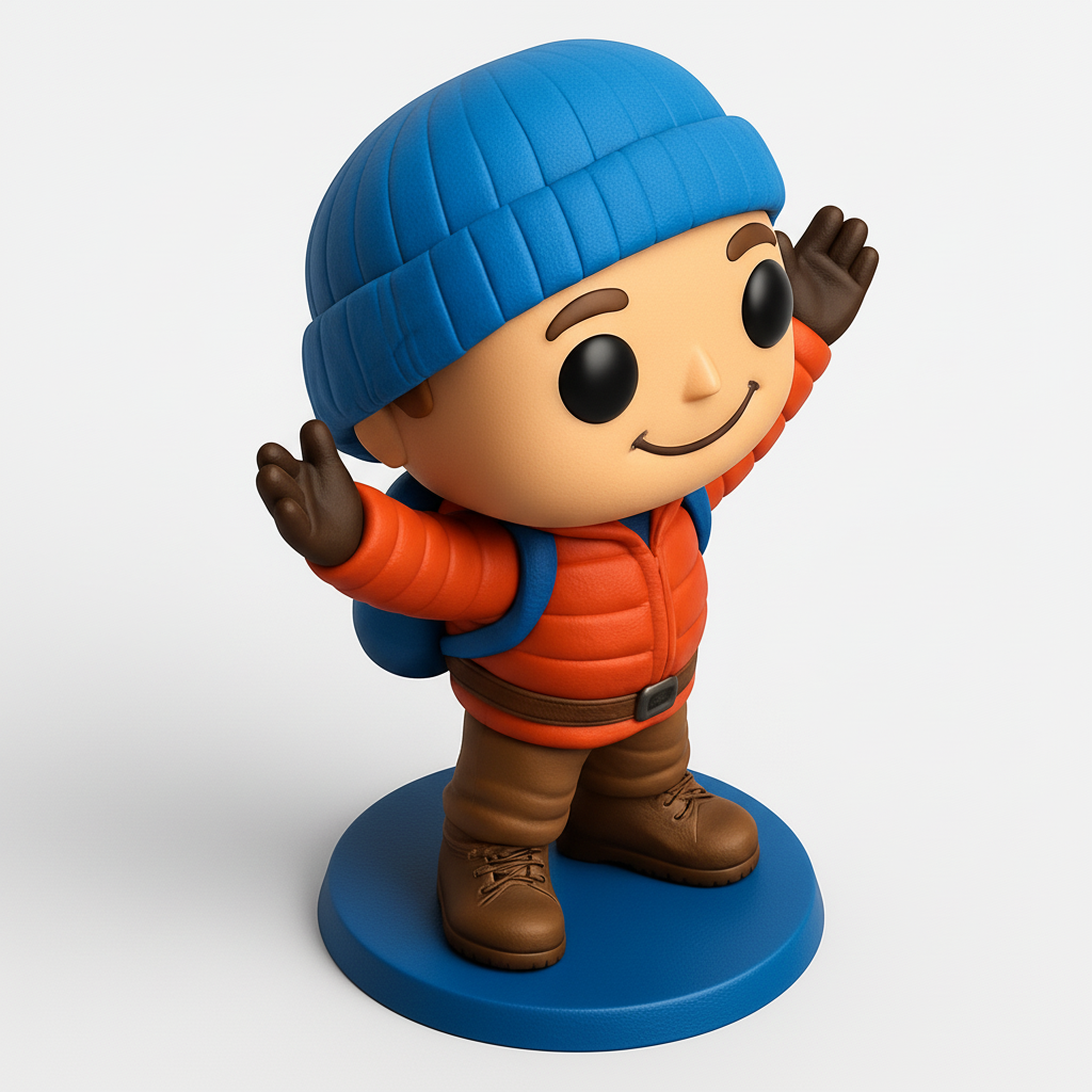 face to 3d model ai-3D portrait printing from photo_Funko-Style Adventurer Boy Figurine - Perfect Desk Pal!