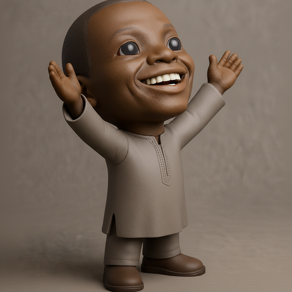 face to 3d model ai-3D portrait printing from photo_Joyful Child Character - Happy African Attire Figure